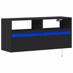 vidaXL TV Wall Cabinet with LED Lights TV Stand Floating Cabinet TV Unit Black