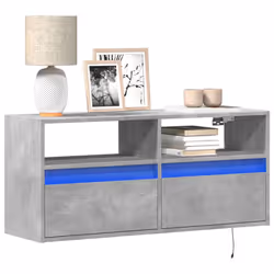 vidaXL TV Wall Cabinet with LED Lights Floating Cabinet TV Unit Concrete Grey