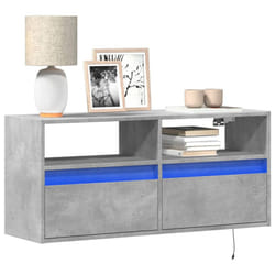 vidaXL TV Wall Cabinet with LED Lights Floating Cabinet TV Unit Concrete Grey