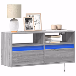 vidaXL TV Wall Cabinet with LED Lights Floating Cabinet TV Unit Grey Sonoma