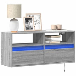 vidaXL TV Wall Cabinet with LED Lights Floating Cabinet TV Unit Grey Sonoma