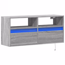 vidaXL TV Wall Cabinet with LED Lights Floating Cabinet TV Unit Grey Sonoma