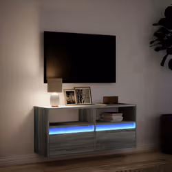 vidaXL TV Wall Cabinet with LED Lights Floating Cabinet TV Unit Grey Sonoma - Additional view 4