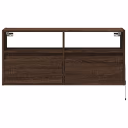 vidaXL TV Wall Cabinet with LED Lights Floating Cabinet TV Unit Brown Oak - Additional view 5