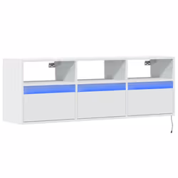 vidaXL TV Wall Cabinet with LED Lights Floating Cabinet TV Wall Unit White