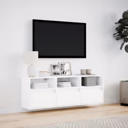 vidaXL TV Wall Cabinet with LED Lights Floating Cabinet TV Wall Unit White