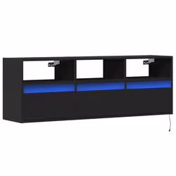 vidaXL TV Wall Cabinet with LED Lights Floating Cabinet TV Wall Unit Black