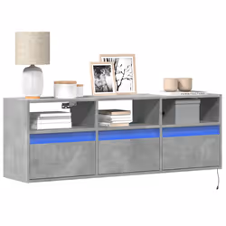 vidaXL TV Wall Cabinet with LED Lights Floating Cabinet TV Unit Concrete Grey