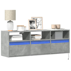 vidaXL TV Wall Cabinet with LED Lights Floating Cabinet TV Unit Concrete Grey