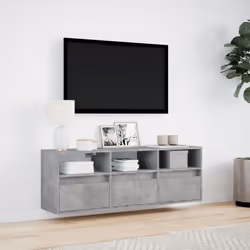 vidaXL TV Wall Cabinet with LED Lights Floating Cabinet TV Unit Concrete Grey