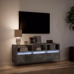 vidaXL TV Wall Cabinet with LED Lights Floating Cabinet TV Unit Concrete Grey - Additional view 4