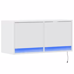 vidaXL TV Wall Cabinet with LED Floating TV Wall Unit Floating TV Cabinet - white, 80 x 31 x 38 cm - Additional view 2