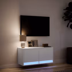 vidaXL TV Wall Cabinet with LED Floating TV Wall Unit Floating TV Cabinet - white, 80 x 31 x 38 cm - Additional view 4