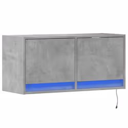 vidaXL TV Wall Cabinet with LED Floating TV Wall Unit Floating TV Cabinet - concrete grey, 80 x 31 x 38 cm - Additional view 2