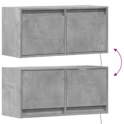 vidaXL TV Wall Cabinet with LED Floating TV Wall Unit Floating TV Cabinet - concrete grey, 80 x 31 x 38 cm - Additional view 9