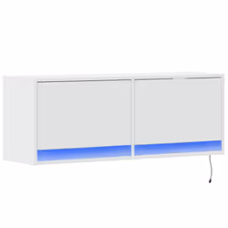 vidaXL TV Wall Cabinet with LED Floating TV Wall Unit Floating TV Cabinet - white, 100 x 31 x 38 cm - Additional view 2