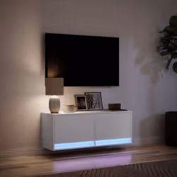 vidaXL TV Wall Cabinet with LED Floating TV Wall Unit Floating TV Cabinet - white, 100 x 31 x 38 cm - Additional view 4