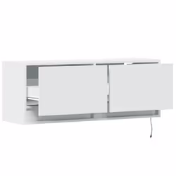 vidaXL TV Wall Cabinet with LED Floating TV Wall Unit Floating TV Cabinet - white, 100 x 31 x 38 cm - Additional view 9