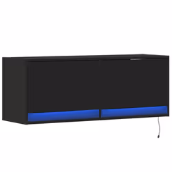 vidaXL TV Wall Cabinet with LED Floating TV Wall Unit Floating TV Cabinet - black, 100 x 31 x 38 cm - Additional view 2