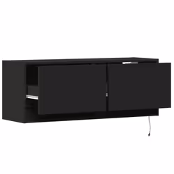 vidaXL TV Wall Cabinet with LED Floating TV Wall Unit Floating TV Cabinet - black, 100 x 31 x 38 cm - Additional view 8