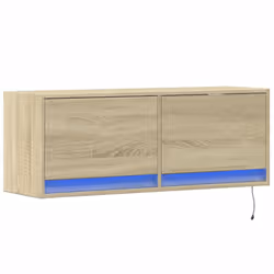vidaXL TV Wall Cabinet with LED Floating TV Wall Unit Floating TV Cabinet - sonoma oak, 100 x 31 x 38 cm - Additional view 2