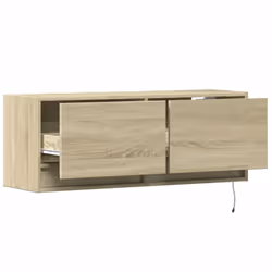 vidaXL TV Wall Cabinet with LED Floating TV Wall Unit Floating TV Cabinet - sonoma oak, 100 x 31 x 38 cm - Additional view 8