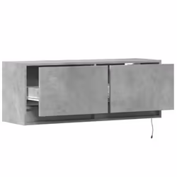 vidaXL TV Wall Cabinet with LED Floating TV Wall Unit Floating TV Cabinet - concrete grey, 100 x 31 x 38 cm - Additional view 8