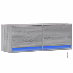 vidaXL TV Wall Cabinet with LED Floating TV Wall Unit Floating TV Cabinet - grey sonoma, 100 x 31 x 38 cm - Additional view 2