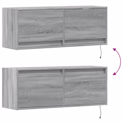 vidaXL TV Wall Cabinet with LED Floating TV Wall Unit Floating TV Cabinet - grey sonoma, 100 x 31 x 38 cm - Additional view 9
