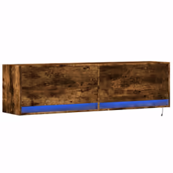 vidaXL TV Wall Cabinet with LED Floating TV Wall Unit Floating TV Cabinet - smoked oak, 140 x 31 x 38 cm - Additional view 2