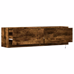 vidaXL TV Wall Cabinet with LED Floating TV Wall Unit Floating TV Cabinet - smoked oak, 140 x 31 x 38 cm - Additional view 8