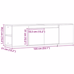 vidaXL TV Wall Cabinet with LED Lights TV Stand Floating Cabinet TV Wall Unit - white, 135 x 31 x 39.5 cm - Additional view 3
