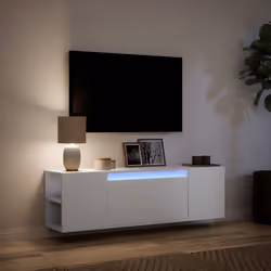 vidaXL TV Wall Cabinet with LED Lights TV Stand Floating Cabinet TV Wall Unit - white, 135 x 31 x 39.5 cm - Additional view 4