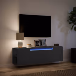vidaXL TV Wall Cabinet with LED Lights TV Stand Floating Cabinet TV Wall Unit - black, 135 x 31 x 39.5 cm - Additional view 4