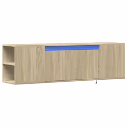 vidaXL TV Wall Cabinet with LED Lights TV Stand Floating Cabinet TV Wall Unit - sonoma oak, 135 x 31 x 39.5 cm - Additional view 2