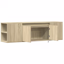 vidaXL TV Wall Cabinet with LED Lights TV Stand Floating Cabinet TV Wall Unit - sonoma oak, 135 x 31 x 39.5 cm - Additional view 8