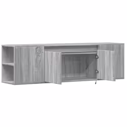 vidaXL TV Wall Cabinet with LED Lights TV Stand Floating Cabinet TV Wall Unit - grey sonoma, 135 x 31 x 39.5 cm - Additional view 8