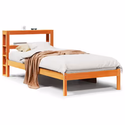 vidaXL Bed Frame with Headboard Bed Solid Wood Pine - brown, 75 x 190 cm