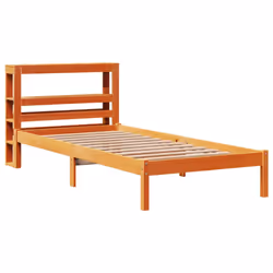 vidaXL Bed Frame with Headboard Bed Solid Wood Pine - brown, 75 x 190 cm