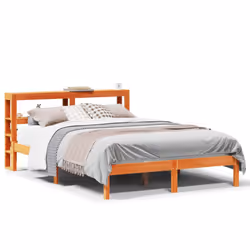 vidaXL Bed Frame with Headboard Bed Solid Wood Pine - brown, 120 x 190 cm