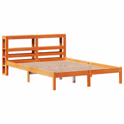 vidaXL Bed Frame with Headboard Bed Solid Wood Pine - brown, 135 x 190 cm - Additional view 2