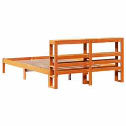 vidaXL Bed Frame with Headboard Bed Solid Wood Pine - brown, 140 x 190 cm - Additional view 5