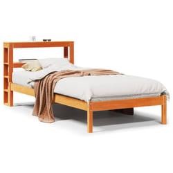 vidaXL Bed Frame with Headboard Bed Solid Wood Pine - brown, 100 x 200 cm