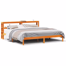 vidaXL Bed Frame with Headboard Bed Solid Wood Pine - brown, 180 x 200 cm