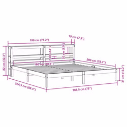 vidaXL Bed Frame with Headboard Bed Solid Wood Pine - brown, 180 x 200 cm