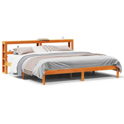 vidaXL Bed Frame with Headboard Bed Solid Wood Pine - brown, 200 x 200 cm