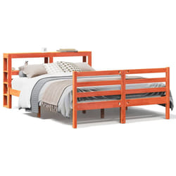vidaXL Bed Frame with Headboard Solid Wood Pine - wax brown, 140 x 190 cm