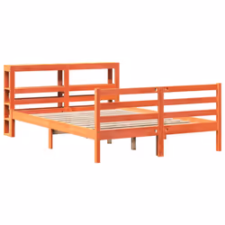 vidaXL Bed Frame with Headboard Solid Wood Pine - wax brown, 140 x 190 cm