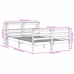 vidaXL Bed Frame with Headboard Solid Wood Pine - wax brown, 140 x 190 cm