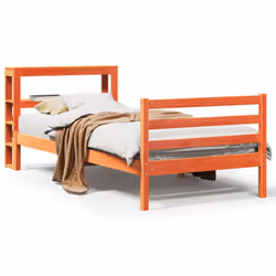 vidaXL Bed Frame with Headboard Solid Wood Pine - wax brown, 100 x 200 cm